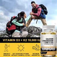 Complément immunitaire végétalien OEM Ca Mg Zn Vitamine D3 et K2 B12 en huile, capsule molle de calcium, magnésium, zinc et vitamine D3 pour des os solides
