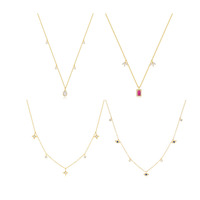 Colliers élégants et simples pour femmes CANNER S925 en argent sterling avec rubis, saphir, zircon et œil d'étoile