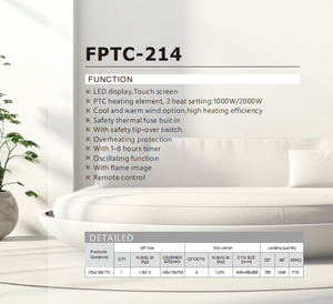 Ventilateur chauffant électrique portable PTC avec minuterie 8 heures, télécommande, effet de flamme 3D, chauffage rapide pour usage domestique en hiver - Product Image 5