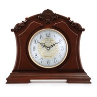 Jam Meja Retro Kayu Solid Gaya Eropa Kelas Atas dengan Bunyi Lonceng Setiap Jam, Mesin Quartz