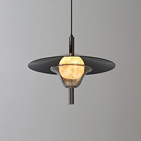 Luminaire suspendu moderne en verre fumé avec abat-jour en albâtre naturel pour bar, îlot de cuisine, salle à manger