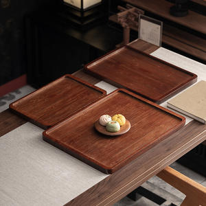 Plateau rectangulaire pliable en bois de bambou poignée de Style chinois service à un niveau pour la maison salle à manger <span class=keywords><strong>cuisine</strong></span> pour gâteau eau salle de bain - Product Image 1