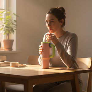 Vaso Térmico Personalizado de Acero Inoxidable de 30oz/40oz con Pajita Abatible, Taza Térmica a Prueba de Derrames y Fugas con Asa, Taza Térmica para Café - Product Image 2