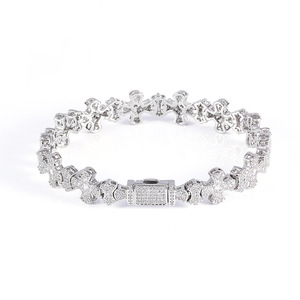 Personalized Bling S925 Silver Hip Hop Moissanite Cross Link <b>Bracelet</b> VVS GRA Certified Iced Out Urban Jewelry Factory Supplier - Product Image 6