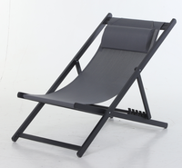 Chaise longue d'extérieur pliable et réglable avec cadre en aluminium et dossier en maille Teslin pour piscine et patio