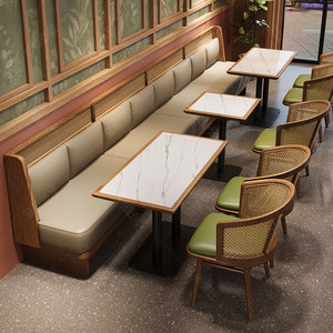 Sofá comercial para restaurante de té, combinación de mesa y silla de PU para restaurante, cafetería, catering, olla caliente, estilo del Sudeste Asiático - Product Image 1