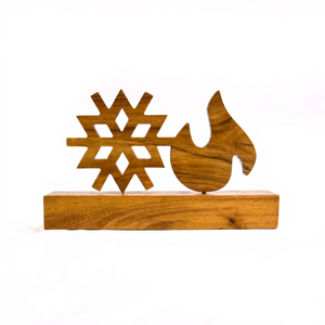 Decoración Navideña Rústica Grande de Madera de Teca con Diseño de Copo de Nieve, Adorno de Mesa para Navidad, Material de Madera Natural Sostenible, Decoración para Chimenea - Product Image 1