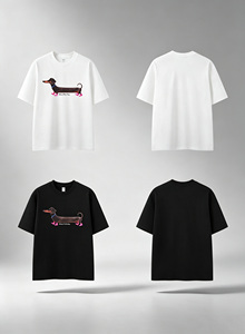 Camiseta divertida con diseño de perro salchicha, nueva colección Primavera/Verano 2026, tacto fresco y suave, hombros caídos, manga corta para hombre - Product Image 1