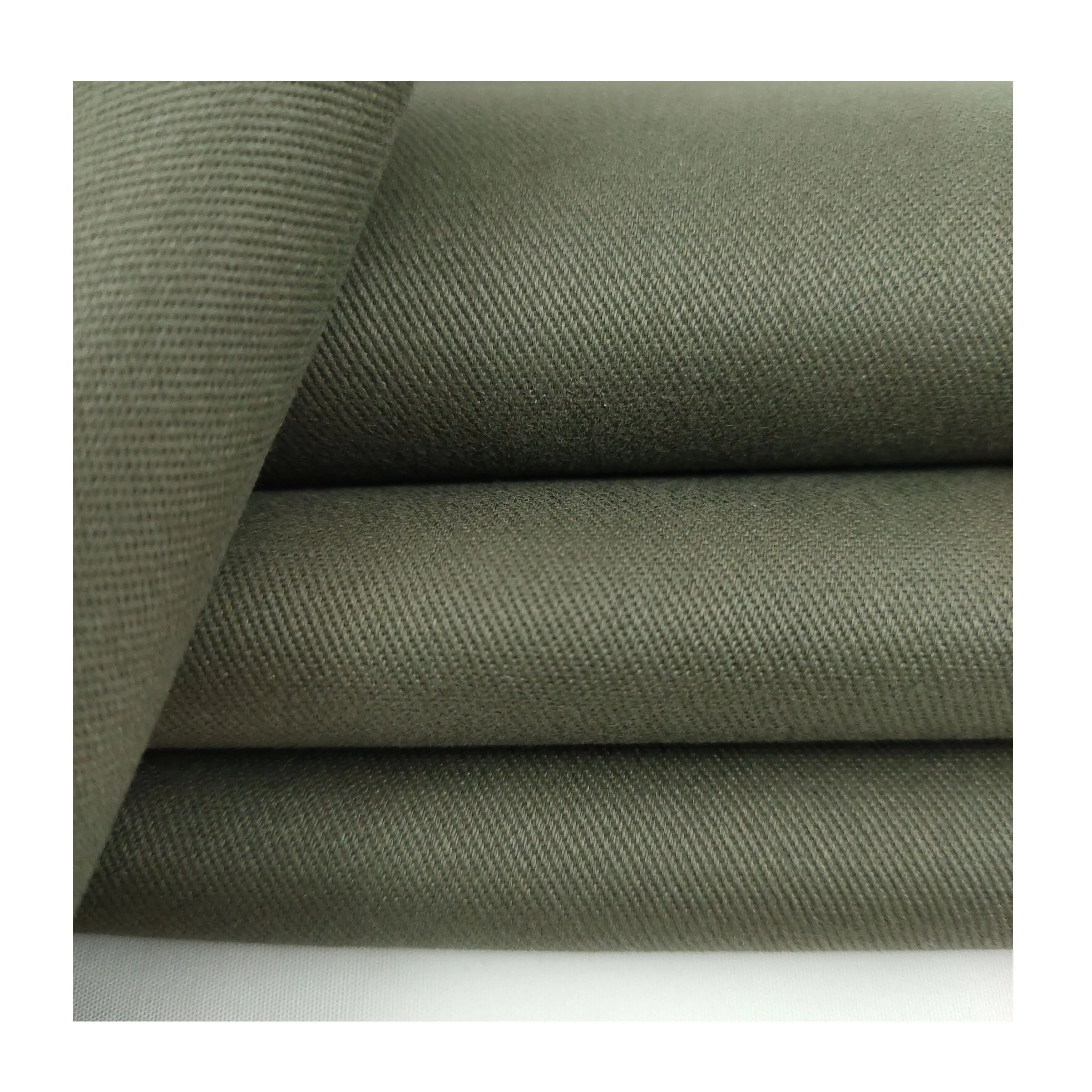 Custom 98 cotton 2 spandex stretch elastane brushed twill khaki fabric