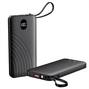 Batterie externe compacte et légère avec logo personnalisé, charge rapide, écran LED, 10000 mAh, prise murale intégrée et câble intégré - Product Image 3