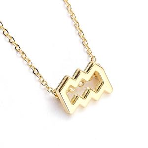 Promozionale femminile elegante 12 segno zodiacale collana pendenti con ciondolo catena d'oro girocollo astrologia collane - Product Image 6