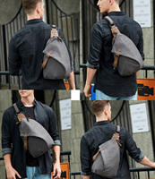 Sac de poitrine vintage en toile pour homme avec protection RFID, design imperméable et fermeture à glissière