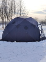 Grande tente de camping octogonale isolée thermiquement pour 8 personnes, en tissu Oxford, résistante au vent, pour la pêche sur glace, avec rideaux.