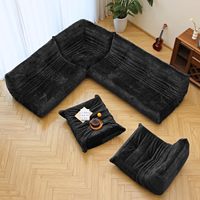 Canapé deux places en mousse intégrale, pouf de sol pour adultes avec tissu doux et imperméable, chaise longue sans accoudoirs pour foyer