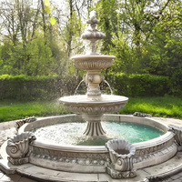 Fontaine de jardin extérieure en pierre classique haut de gamme, cascade en marbre avec sculpture de cheval en bronze pour projet de décoration de parc et de jardin