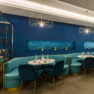 Sillas de estilo moderno para restaurantes y cafeterías, color azul, semicircular, modular, <span class=keywords><strong>vip</strong></span>, para restaurante - Product Image 1