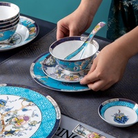 Vaisselle de luxe légère, vaisselle haut de gamme pour la maison, ensemble de bols et d'assiettes en porcelaine fine