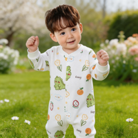 Vêtements pour bébé Printemps Automne Pyjama décontracté à motif de dessin animé Combinaison en coton pour garçons et filles Combinaison pour nouveau-né Combinaison à manches longues pour ramper