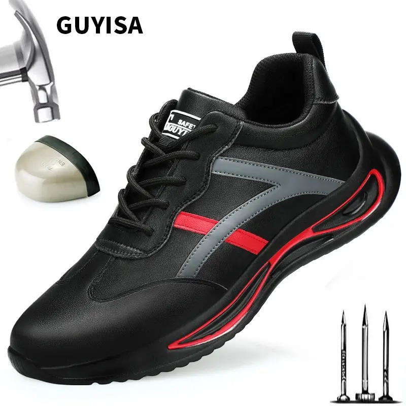 GUYISA-zapatos de seguridad con punta de acero, botas de seguridad impermeables