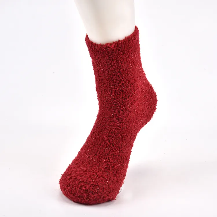 Cmax Fashion Indoor Floor tinta unita donna calzino Super Soft Warm adulti rosso Fluffy Cozy Comfy Fuzzy Socks