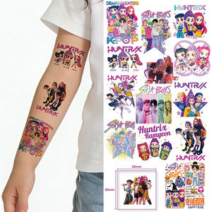 Autocollant de tatouage temporaire inspiré de la K-Pop, ensemble de chasseur de démons, style <span class=keywords><strong>anime</strong></span>, dessin animé, papier écologique, transfert à l'eau, sans danger pour les enfants - Product Image 1