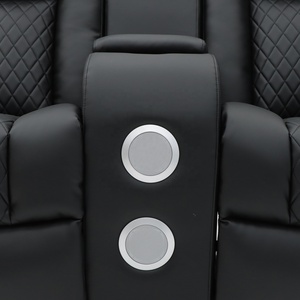 Canapé inclinable électrique en cuir moderne Geeksofa 2 places pour home cinéma avec console et haut-parleur Bluetooth - Product Image 6