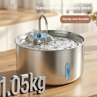 Fontaine à eau automatique pour animaux domestiques (chiens et chats) en acier inoxydable, grande capacité, avec fenêtre de niveau, pompe et accessoires LED – Fournitures et produits