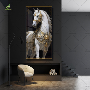 Pabrik grosir Bingkai Nordic dekorasi rumah mewah modern lampu LED kristal porselen 5d berlian kuda gambar seni dinding - Product Image 3