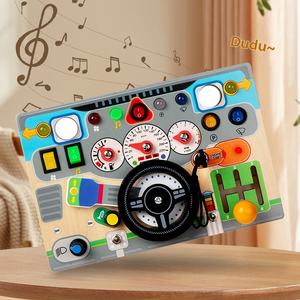 Tableau d'activités éducatif Montessori Monterey Ohye pour enfants de 5 à 7 ans, jouet en bois unisexe, simulation de volant de <span class=keywords><strong>voiture</strong></span>, jouet de déverrouillage - Product Image 3