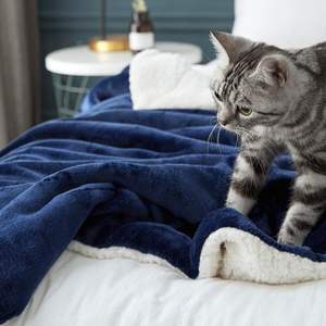 LOW MOQ Stock suave felpa cálida esponjosa de doble cara microfibra tiro Sherpa manta de cama de lana - Product Image 6