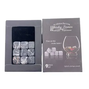 9 PCS Natural refrigerato riutilizzabile colore misto Chilling Ice Cube whisky Stones granito con confezione regalo