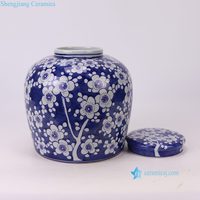 Série RYKB – Pot en céramique motif fleur de prunier bleu et blanc, écologique et durable, capacité 4-5L, idéal pour la décoration intérieure (vente en gros)
