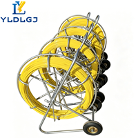 Tire-fil en fibre de verre sur bobine 4mm - 18mm, avec roues de support et cage, pour le tirage de câbles et de fils dans les conduites industrielles et de communication