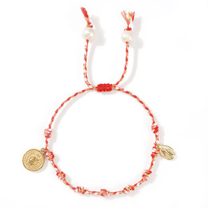 2025 New Arrivals Light Luxury Peruvian Knot Hand-Rubbed Jesus Brass Charms Cotton Rope Braided <b>Bracelets</b> - Product Image 5