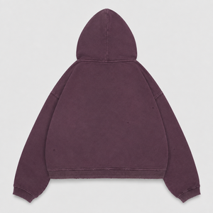<b>Burgundy</b> Vintage Wash <b>Hoodie</b> Heavy Cotton Pullover Oversized Fit Distressed Raw Hem Kangaroo Pocket Streetwear Custom <b>Men</b> <b>Hoodie</b> - Product Image 2