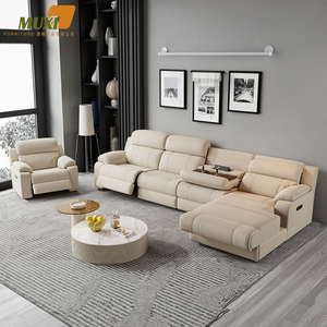 Sofa santai elektrik Modern, furnitur teater rumah 3-tempat duduk cerdas dengan fitur pijat multifungsi, pendingin, dan lipat. - Product Image 5