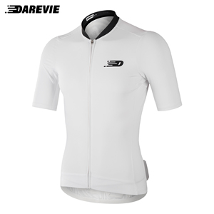 Darevie Cycling Jersey Men White Short Sleeve High Elastic Tight Pro Fabric Road <strong>Mountain</strong> <strong>Bike</strong> <strong>Top</strong> Quick Dry - Product Image 2