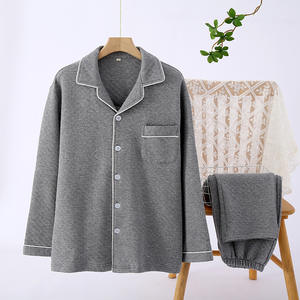 Nouvel Ensemble <span class=keywords><strong>Pyjama</strong></span> d'Intérieur en Coton Double Gaze pour Couples, Couleur Unie, Style <span class=keywords><strong>Japonais</strong></span> Décontracté Automne/Hiver, Tenue de Nuit pour Hommes et Femmes - Product Image 4