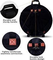 Échantillon Gratuit : Housse de Transport pour Cymbales en Tissu Oxford, Double Couche, 22''-24'', avec Grandes Séparateurs de 6 mm, Poignée Rétractable, Durable, Antichoc, Souple