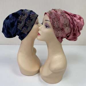 Turbante africano Auto Gele Headtie Velvet Turban Cap con cristal nigeriano Aso Oke Hat Diseños <span class=keywords><strong>DE</strong></span> BODA Turbante para mujer - Product Image 2