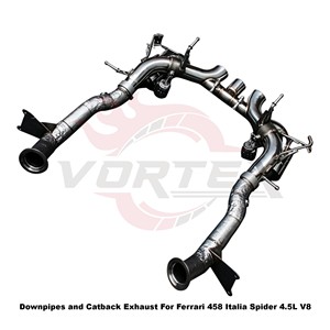 Vortex SS304 Valved Exhaust System Heat Shield Downpipes for Ferrari 458 Italia Spider 4.5L V8 Direct Fit Tuning <b>Kits</b> - Product Image 3