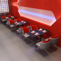 Muebles de Restaurante con Temática de Ciencia Ficción, Sofá Banqueta Personalizado con Respaldo Alto y Juego de Mesa con Pedestal para Bistro o Discoteca Moderna