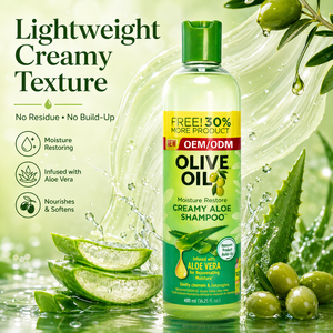 Wholesale Creamy Aloe <b>Shampoo</b> Infused with Olive Oil Deep Cleansing and Moisturizing for Relaxed and Natural Hair 480ml - Product Image 4