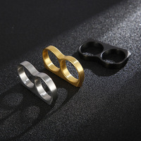 Bague Hip-hop pour Homme, Mode, Couleurs Noir, Or, Argent, Double Anneau, Bijoux en Laiton, Cadeaux pour Hommes