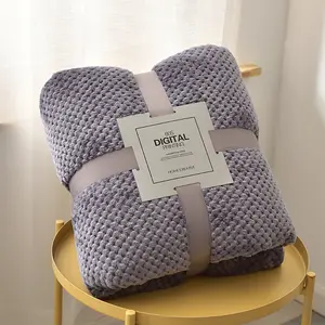 廉价批发厚实针织毛毯菠萝格子设计