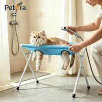 Table de toilettage pliable Petora avec pieds métalliques, surface en maille anti-affaissement, station de bain pour petits animaux, pour le bain et la coupe de poils