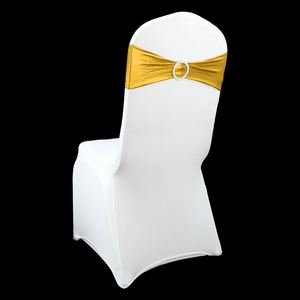 Meilleures ventes : Nœuds de chaise élastiques OEM en satin doré pour la décoration de mariages et banquets - Product Image 1