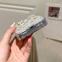 Étui de téléphone élégant et vintage avec fleurs 3D en perles et paillettes pour Samsung Galaxy Z Fold 7, coque avec sangle en perles de cristal pour Z Flip 7-3