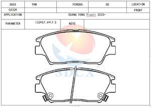 Pastiglie Freno SDCX CX329 2259001 48130350A0 SP1761 D2140 PN0587 48130-350A0 48130-371B0 per SSANGYONG Tivoli Tivolan <span class=keywords><strong>XLV</strong></span> - Product Image 6