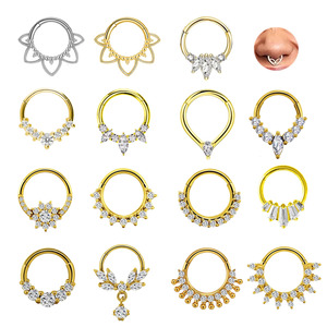 Xincocus Septum Clicker anelli in acciaio inox cartilagine Tragus hop <span class=keywords><strong>Helix</strong></span> Daith orecchino a segmento incernierato <span class=keywords><strong>anello</strong></span> del naso <span class=keywords><strong>per</strong></span> le donne - Product Image 1